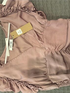 DO+BE Dusty Rose Ruffle V-Neck Blouse